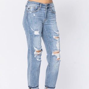 Judy blue painted splashed jeans 18w